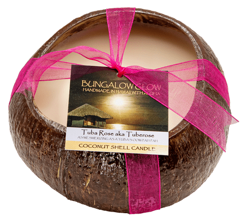 Medium Coconut Shell Soy Candle: Tuberose