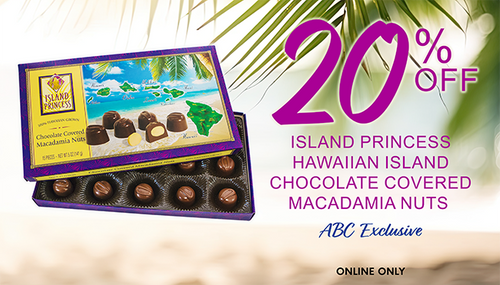 Save 20% on Island Princess Hawaiian Island Chocolate Covered Macadamia Nuts