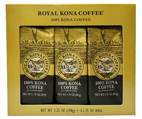 Royal Kona 100% Kona Coffee 1.75oz Grind 3 Pack